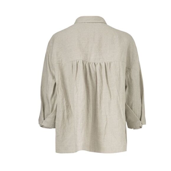 Masai Copenhagen Janica Linen Jacket Sz Large Front Square Pockets Tan Beige - Picture 2 of 8